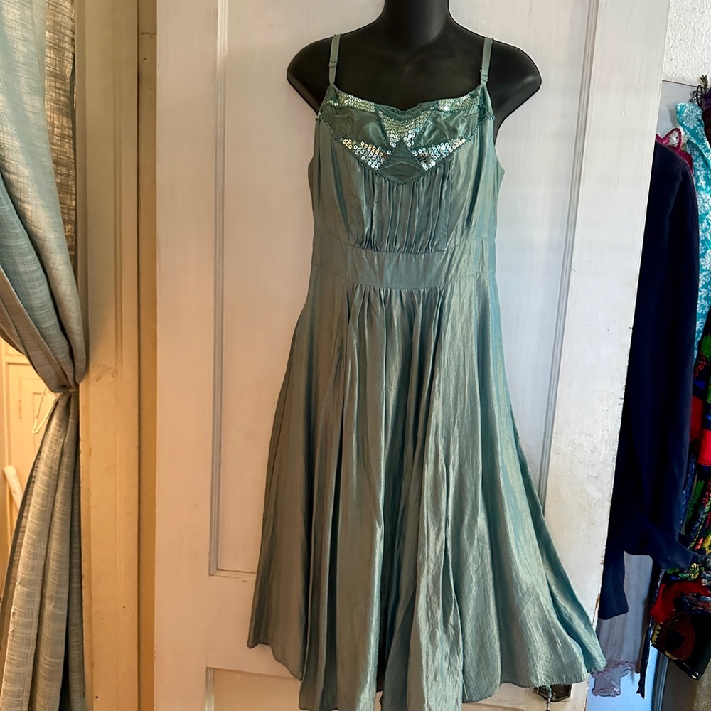 Monsoon Teal Sequin Embellished Dress